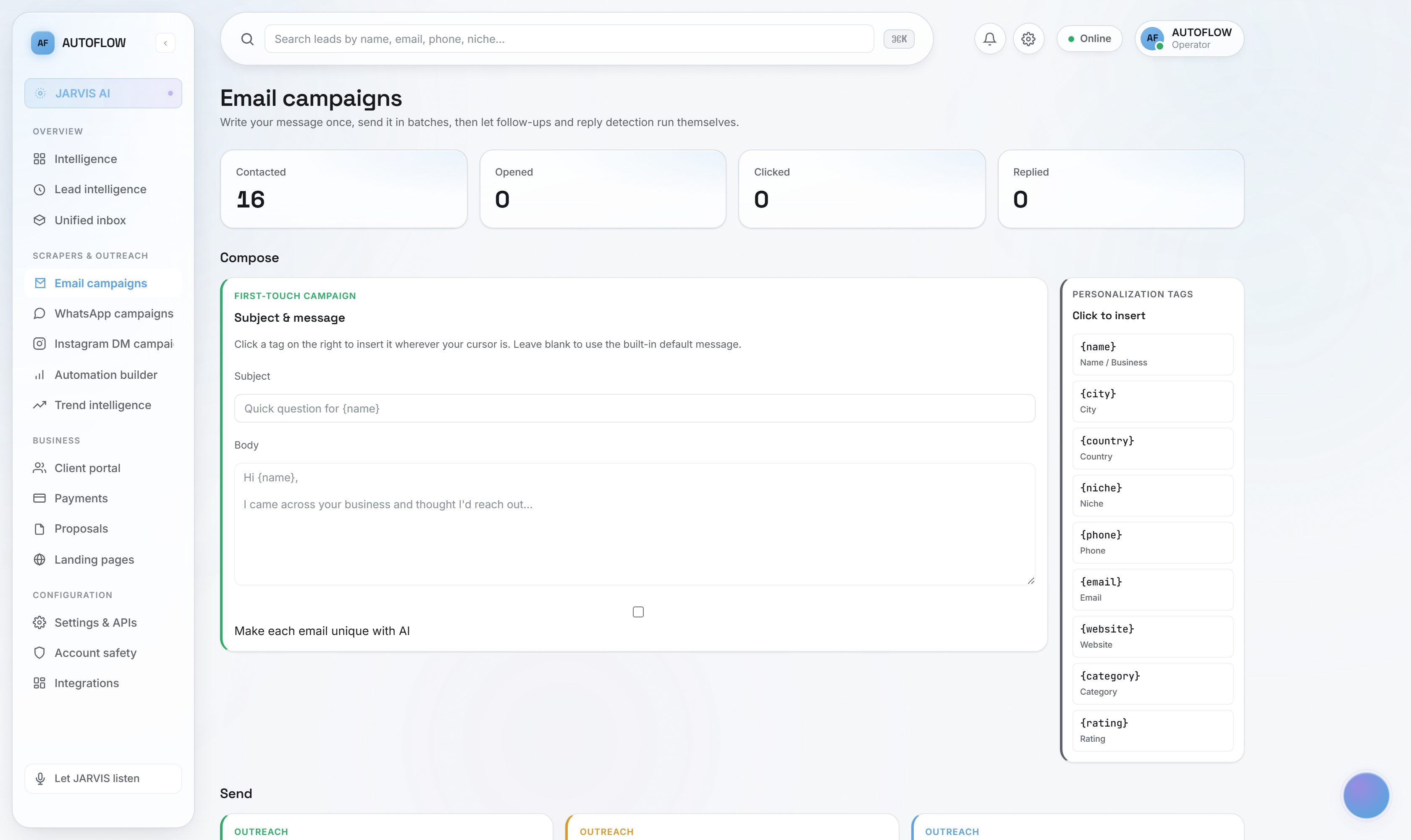 AUTOFLOW campaign composer
